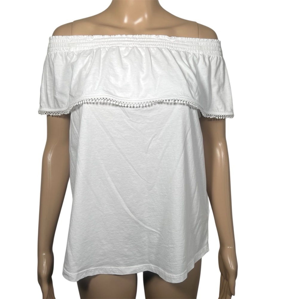 Lauren Ralph Lauren Shirt Off The Shoulders White Cotton Women's Size XL